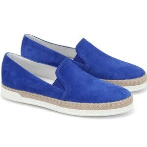 Tod's Womens Cobalt Blue Suede Espadrille Slip on Sneakers Size 39.5 US Size 9.5